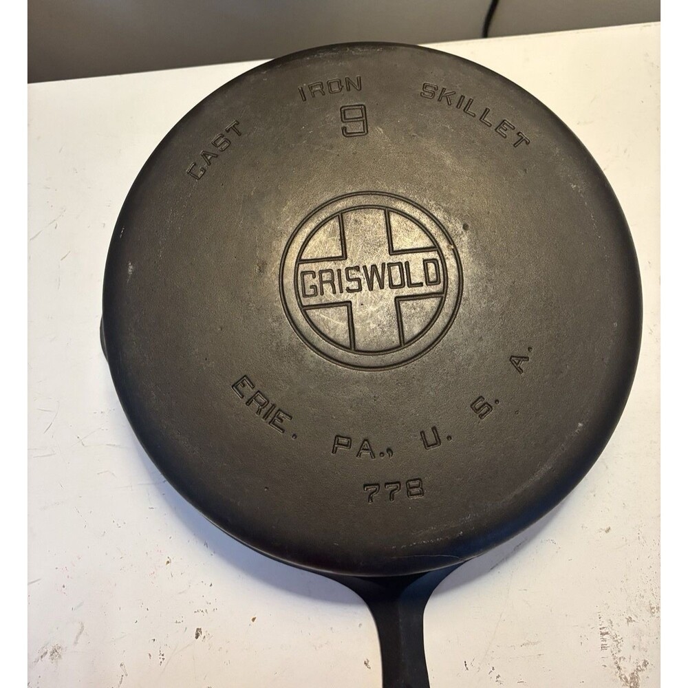 RARE Griswold Erie Pa USA #9 778 Large Block Logo Deep Skillet Crack 1920 - 1940